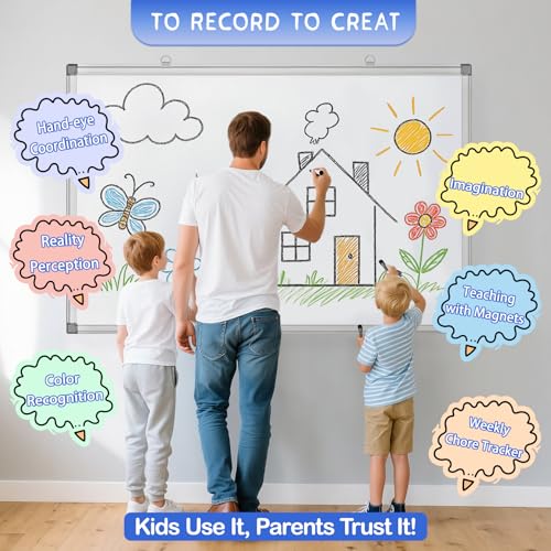 Grtard 36" x 24" Magnetic Dry Erase Board, Large Hanging Magnetic White Board with Aluminum Frame, Smooth Writing Presentation Whiteboard Suitable for Home, Office, Classroom & Kitchen - color: Silver, size: 36"W x 24"H