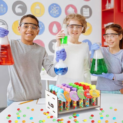 Maxdot 24 Set Science Party Favors, Plastic Test Tubes with Caps Holder