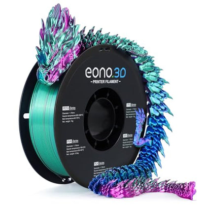 Silk Tri-Color PLA Filament 1.75mm, Coextruded 3D Printer Filament, Color Changing Rainbow Silk PLA, Ultra Glossy Multicolor Printing PLA, Tangle Free, ±0.03mm, 1KG Spool, Rose Red-Blue-Green - color: Silk Rose Red Blue Green