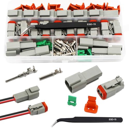 2 Pin Deutsch Connector Kit 10 Set, DT Connector, Waterproof Wire Connector - size: 2Pin 10Pair