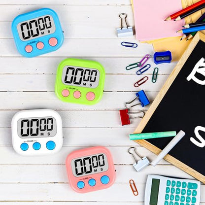 Digital Timer for Kids Teacher Supplies Classroom Timer for Study Learning Management Kitchen Work Exercise-4Pack Pink Blue Green White - color: Pink Blue Green White