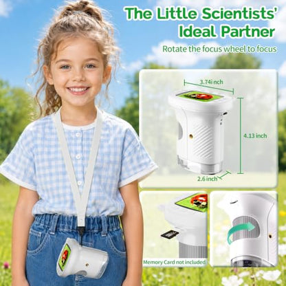 WINWEND Pocket Kids Microscope 1000X Handheld Microscope for Photo and Video Portable Science Kits STEM Toys – Christmas/Birthday Gifts for Girls & Boys Ages 3-12(White) - color: White
