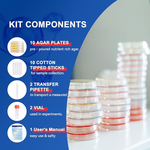 Nutrient Agar Petri Dishes Plates & Cotton Swabs Science Kit 10 PCS