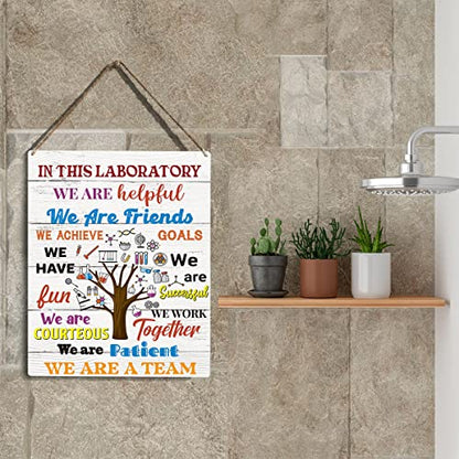 Wooden Scientists Hanging Sign - Science Classroom Art - Library Decor - 10x8 Inch - color: multi11