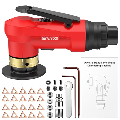 GETLITOOL Pneumatic Chamfering Tool 30000 RPM with 12C & 10R-Angle Blade - color: Red