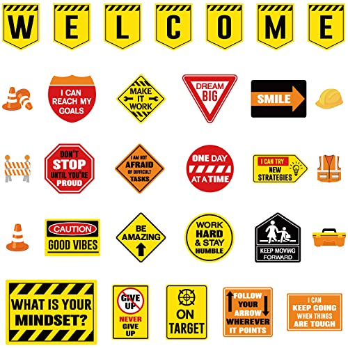 Zonon 36 Pcs Construction Bulletin Board Classroom Decorations Set, Welcome