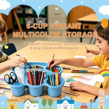 6-Pack Supply Caddy for Classroom with Handle, Macaron Multicolor - color: Pastel Multicolor