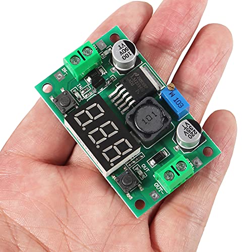 AITRIP 2pcs LM2596 Adjustable DC-DC Step Down Buck Power Convert Module 4.0-40V Input to 1.25-37V Output with LED Voltmeter Display - color: 2 PCS