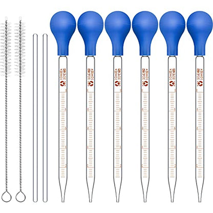 Weewooday 16 Pcs 10 ml Glass Dropper Pipette with Rubber Bulb Stir Rod Blue - color: Blue, size: 10 ml