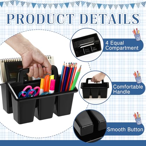 GlikCeil 24 Pcs Classroom Caddy Storage Basket with Handle,Black - color: Black