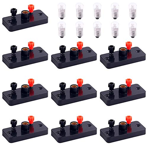 20 Pcs Physics Experiment Lamp Holder Electrical Laboratory Supplies Kit Includes E10 1.5V 0.3A Miniature Light Bulbs and Screw Bulb Holder for School Teaching Instruments - style: Light Bulbs and Holder