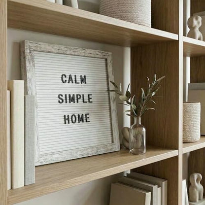 Rustic White Felt Letter Board 10x10, 336 Letters, Wall Mount and Stand - color: Rustic White
