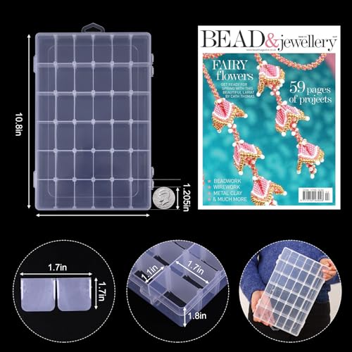 Bead Organizer Storage 4 Pack 36 Grid Jewelry Tackle Craft Box Adjustable - color: 4 Pack