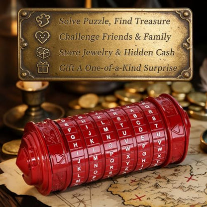 Cryptex Da Vinci Code Cryptex Lock Puzzle Boxes with Hidden Compartments - color: Red