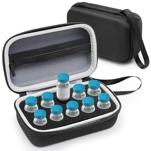 Teenyyou 10 Slots Peptide Case for Fridge Fits Standard 10ml Vials - color: Black, size: 10 Slots, style: Solid