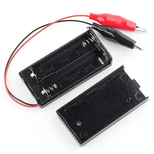 4PCS 2 Cells AA Battery Holder Case with ON/Off Switch Alligator Clip Wire 130mm Battery Storage Case with Cap