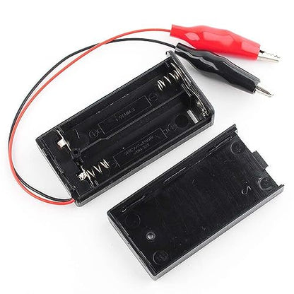 4PCS 2 Cells AA Battery Holder Case with ON/Off Switch Alligator Clip Wire 130mm Battery Storage Case with Cap