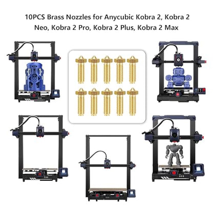 10PCS Brass Nozzles for Anycubic Kobra 2, 3D Printer Parts 10PCS 0.4mm Nozzles Kit for Kobra 2, Kobra 2 Neo, Kobra 2 Pro, Kobra 2 Plus, Kobra 2 Max - style: Kobra 2 Brass 0.4mm