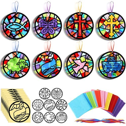 Eersida 32 Pcs Christian Suncatcher Craft Kit,Religious DIY Crafts Decor - style: Easter Religious