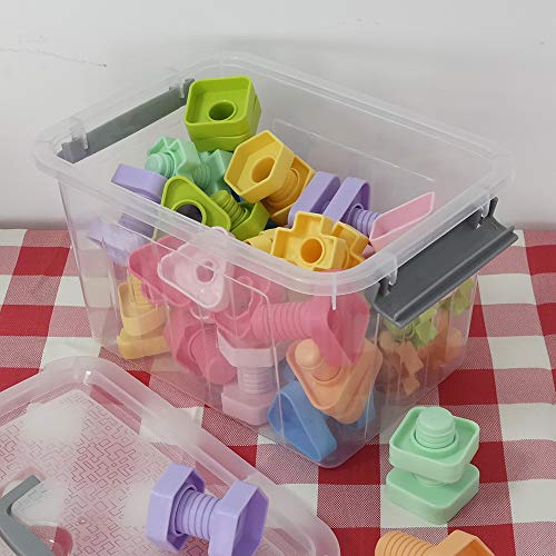 Jekiyo Clear Plastic Storage Bin, 6 Quart Latching Box with Lid, 4 Packs - size: 6 Quart