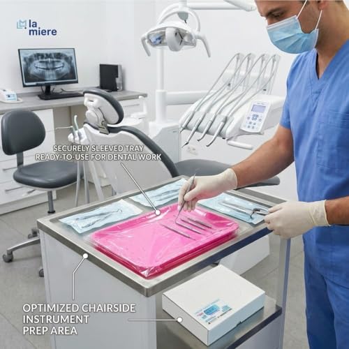 LA MIERE 500Pcs/box Dental Tray Sleeve 7.5"" x 10.5 Instrument Tray Cover Lockable Set up Sleeves Size F, Plastic Instrument F-Lok Flat Trays Sleeves (Clear, 500pcs | 1 Boxes) - color: Clear