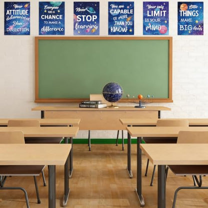 DUAIAI 13 Pieces Space Themed Classroom Decor Posters - color: Space