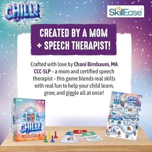 SkillEase CHILL Anger Management for Kids, Ages 5-9, Therapy Games, Social Emotional Learning, Fun Social Skills Board Game for Therapists & Families