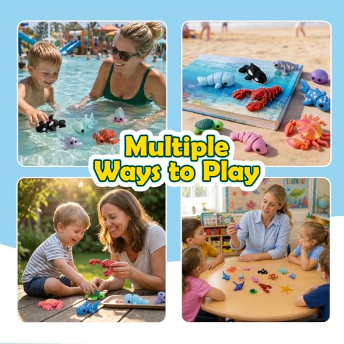 15pcs 3D Printed Animals, Multicolor Ocean Figurines for Kids - style: 15P Upgrade Onean Animals