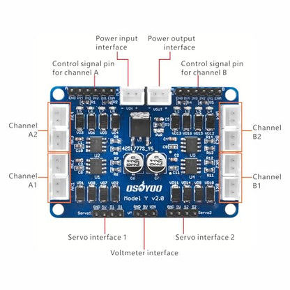 Model Y 4-Channel Dual H-Bridge Stepper Motor Driver Board for Arduino Raspberry Pi UNO Mega2560 Mecanum Wheel Smart Car Power