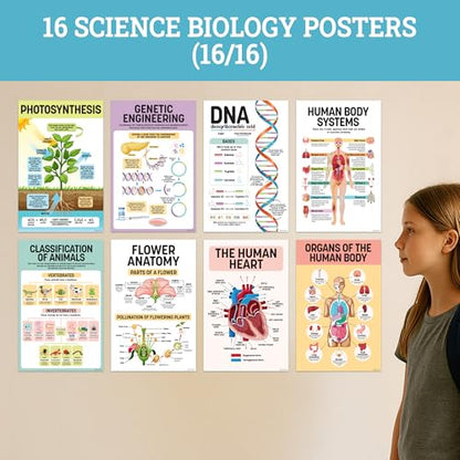 Decorably 16 Biology Posters High School, Elementary Decorations