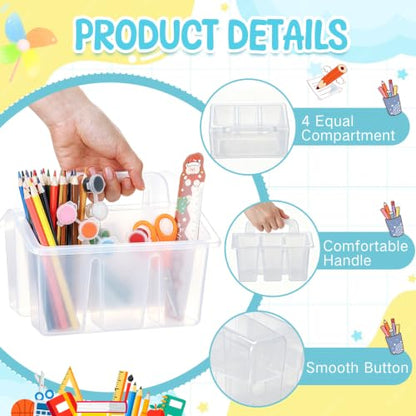 GlikCeil 24 Pcs Classroom Caddy Storage Basket with Handle,Clear - color: Clear