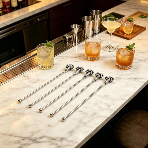 Homestia 6 Pcs 7.5'' Metal Stir Sticks, Cocktail Stirrers, Palm Tree Decor - color: 7.5" + Palm Tree + 6PCS