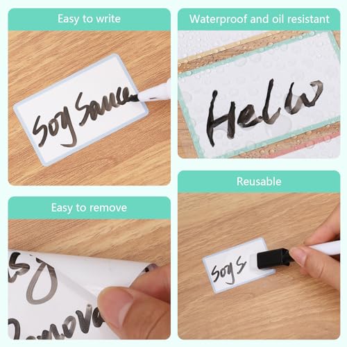 Dry Erase Sticker Labels 60Pcs Reusable Dry Erase Notes Storage Bins Labels