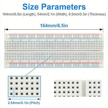 1-Pack 830 Point Solderless Breadboard, Solderless Prototype Circuit Board for Arduino DIY Electronics STEM Projects