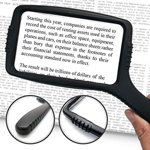 MagniPros Jumbo Size Magnifying Glass Wide Horizontal Lens(3X Magnification)- Shockproof Housing & Scratch Resistant Design W/Large Viewing Area Ideal for Reading Small Prints & Low Vision