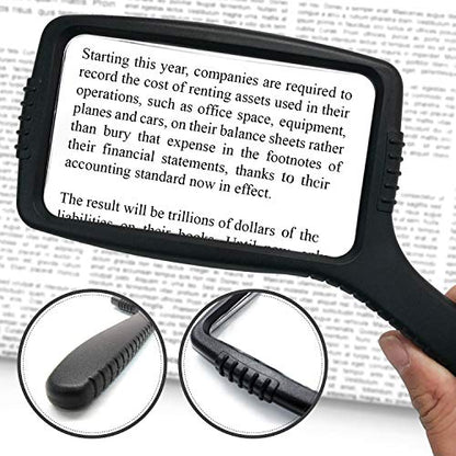 MagniPros Jumbo Size Magnifying Glass Wide Horizontal Lens(3X Magnification)- Shockproof Housing & Scratch Resistant Design W/Large Viewing Area Ideal for Reading Small Prints & Low Vision