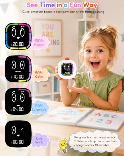 Digital Visual Timer for Kids ADHD, 99-Minute Countdown, Rechargeable - color: Orange