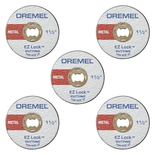 Dremel EZ456, 1 1/2-Inch (38.1 mm) Wheel Diameter, EZ - Lock™ Fiberglass Reinforced Cut-off Wheels, Rotary Tool Cutting Disc for metal cutting, 5 pieces, Medium , Red