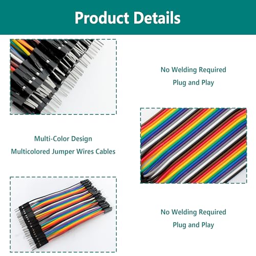 40pcs 10cm Dupont Wire Male to Male 40pin Breadboard Jumper Wires Multi-Color Ribbon Cable Line Connector - size: 40pin(M/M)