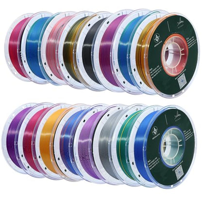 PLA 3D Printer Filament Bundle, Silk PLA Filament Dimensional Accuracy +/- 0.02 mm, 16 x 1 kg Spool(48lbs), 1.75 mm,Multiple tri-Colors. - color: 16*1kg Multi Spla