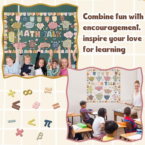 Honoson 54 Pcs Boho Math Bulletin Board, Math Theme Classroom Decor, Boho - style: Boho