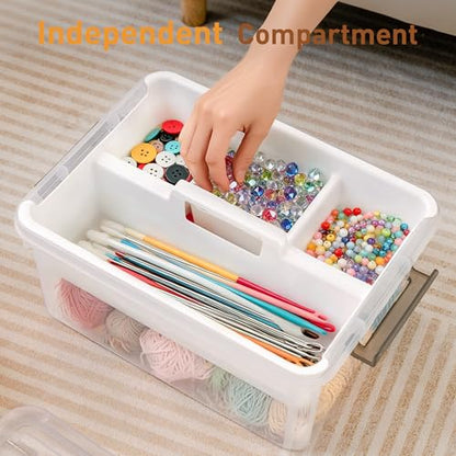 Citylife 17 QT Clear Craft Organizers and Storage Box with Handled Tray - size: 17 Qt- 1 Pack-H