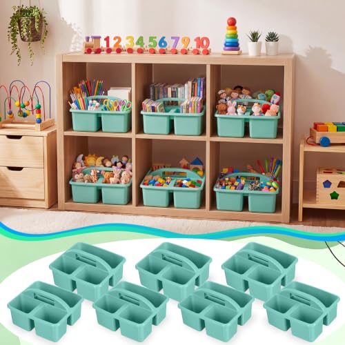 Geelin 6 Pack Classroom Caddy with Handle Plastic Storage Caddy, Green