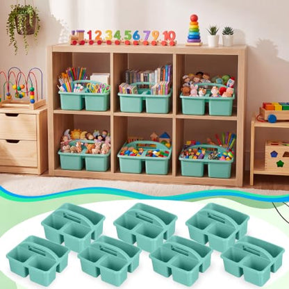Geelin 6 Pack Classroom Caddy with Handle Plastic Storage Caddy, Green