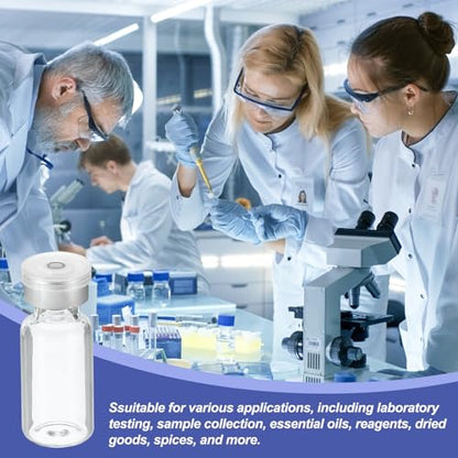PATIKIL 3ml Sample Vials, 8 Pack Lab Empty Vials with Butyl Rubber Stopper and Crimp Top Caps Borosilicate Glass Vial, Transparent - color: Transparent, size: 3ml