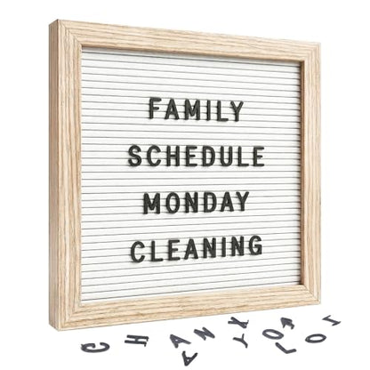 White Felt Letter Board 10x10in, 336 Letters, Wood Frame Message Board - color: White