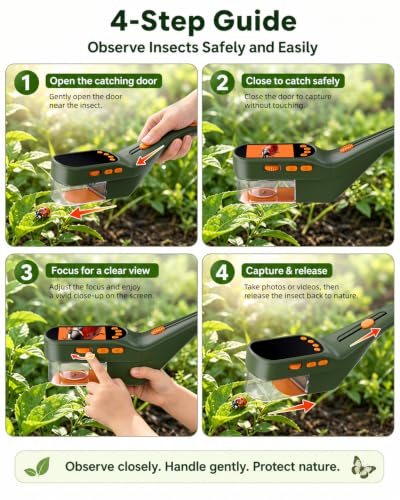 Bug Catcher Kit for Kids, Handheld Microscope for Kids with Screen - color: Green