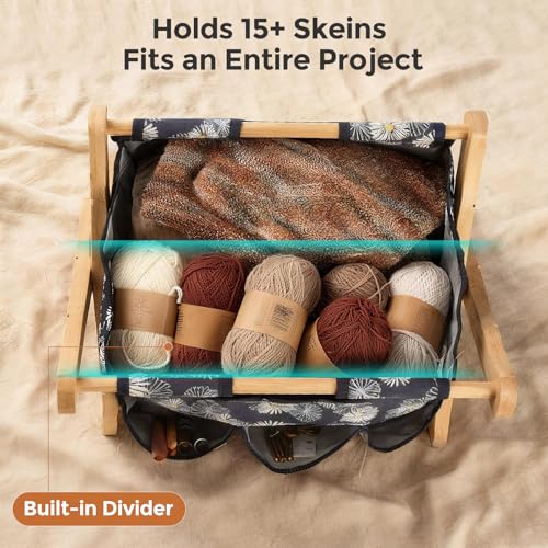 Knitter-Designed Yarn Caddy Organizer and Storage | Lightweight Basket for Crochet and Knitting Projects
