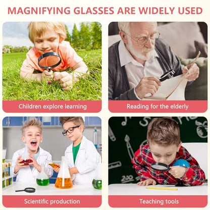 SenseYo 12 PCS Magnifying Glass 5X Mini Kids Magnifying Glass for Kids Reading Magnifier Magnifying Glasses for Kids Seniors