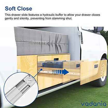 VADANIA #K53 28" Soft Close Heavy Duty Drawer Slides - color: #K53 - Soft Close, size: 28 Inch